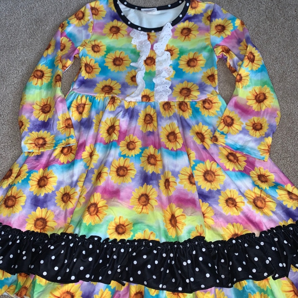 Boutique sunflower tie dye dress